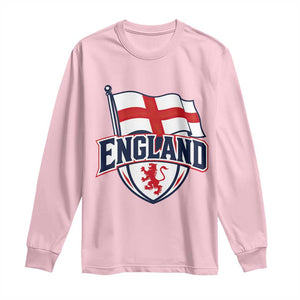 England Patriotic Crest St George Cross Flag Graphic Long Sleeve Shirt English Lion Crest Heritage Pride Souvenir TS02 Light Pink Print Your Wear