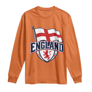 England Patriotic Crest St George Cross Flag Graphic Long Sleeve Shirt English Lion Crest Heritage Pride Souvenir TS02 Orange Print Your Wear
