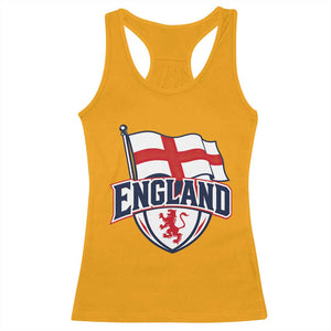 England Patriotic Crest St George Cross Flag Graphic Racerback Tank Top English Lion Crest Heritage Pride Souvenir TS02 Gold Print Your Wear
