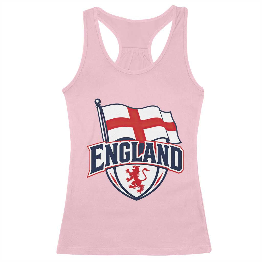 England Patriotic Crest St George Cross Flag Graphic Racerback Tank Top English Lion Crest Heritage Pride Souvenir TS02 Light Pink Print Your Wear