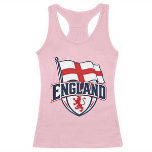 England Patriotic Crest St George Cross Flag Graphic Racerback Tank Top English Lion Crest Heritage Pride Souvenir TS02 Light Pink Print Your Wear