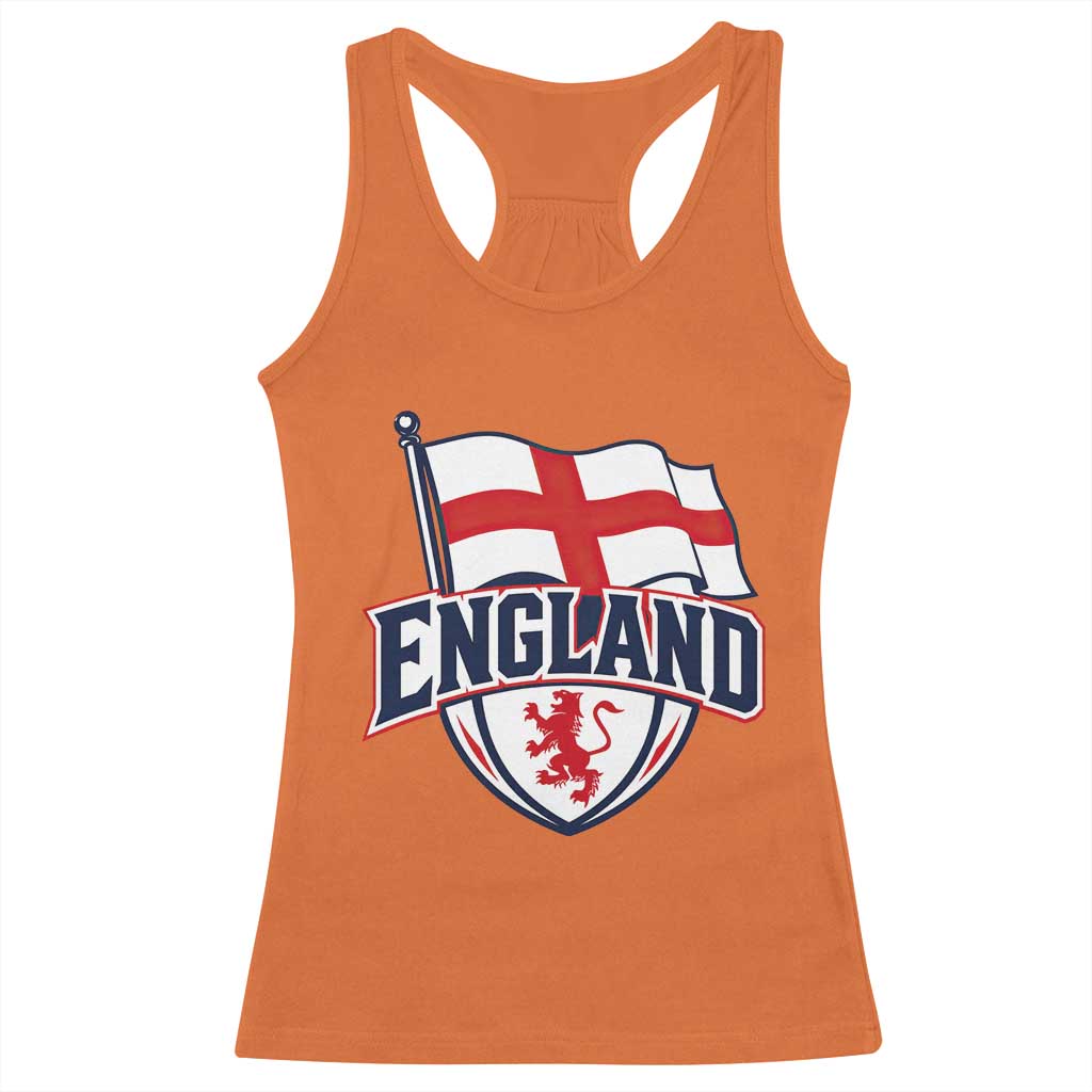 England Patriotic Crest St George Cross Flag Graphic Racerback Tank Top English Lion Crest Heritage Pride Souvenir TS02 Orange Print Your Wear