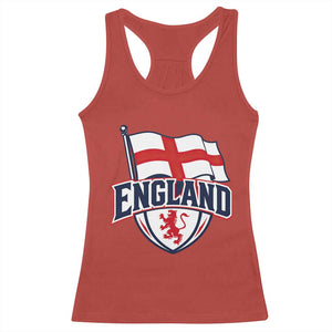 England Patriotic Crest St George Cross Flag Graphic Racerback Tank Top English Lion Crest Heritage Pride Souvenir TS02 Red Print Your Wear