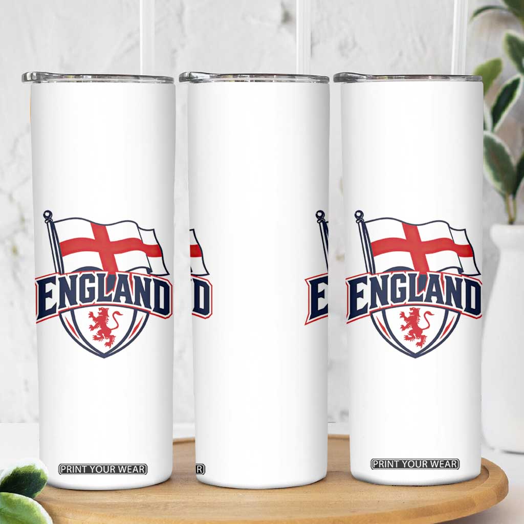 England Patriotic Crest St George Cross Flag Graphic Skinny Tumbler English Lion Crest Heritage Pride Souvenir TS02 Print Your Wear