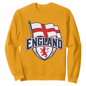 England Patriotic Crest St George Cross Flag Graphic Sweatshirt English Lion Crest Heritage Pride Souvenir TS02 Gold Print Your Wear