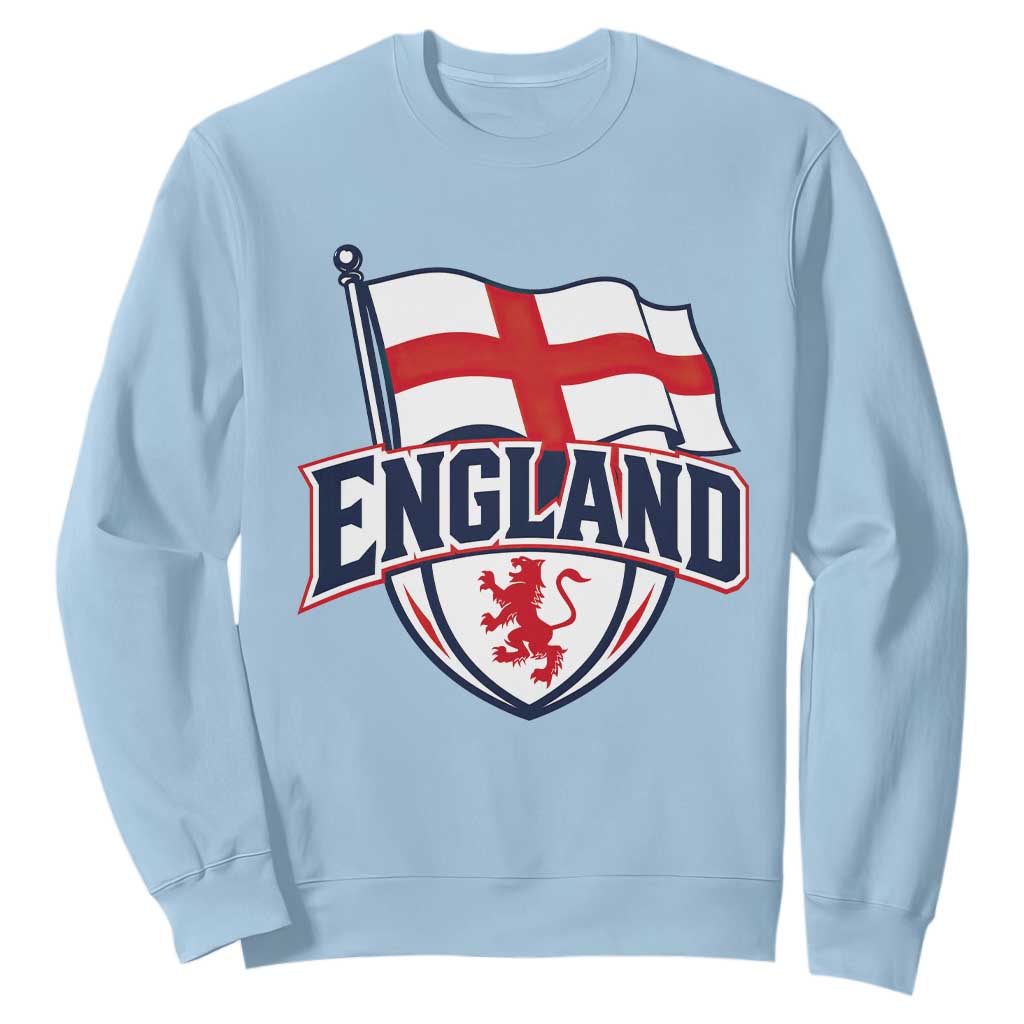 England Patriotic Crest St George Cross Flag Graphic Sweatshirt English Lion Crest Heritage Pride Souvenir TS02 Light Blue Print Your Wear