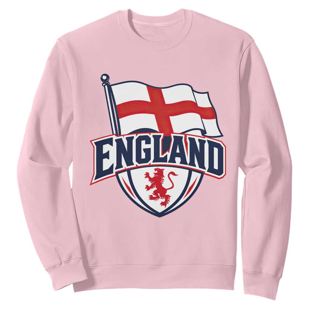 England Patriotic Crest St George Cross Flag Graphic Sweatshirt English Lion Crest Heritage Pride Souvenir TS02 Light Pink Print Your Wear