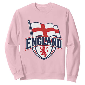 England Patriotic Crest St George Cross Flag Graphic Sweatshirt English Lion Crest Heritage Pride Souvenir TS02 Light Pink Print Your Wear