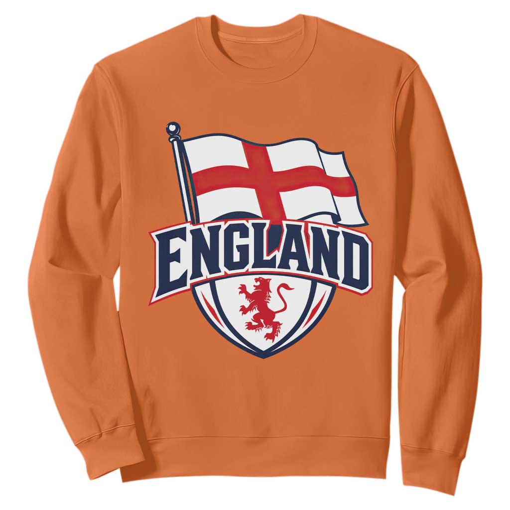 England Patriotic Crest St George Cross Flag Graphic Sweatshirt English Lion Crest Heritage Pride Souvenir TS02 Orange Print Your Wear
