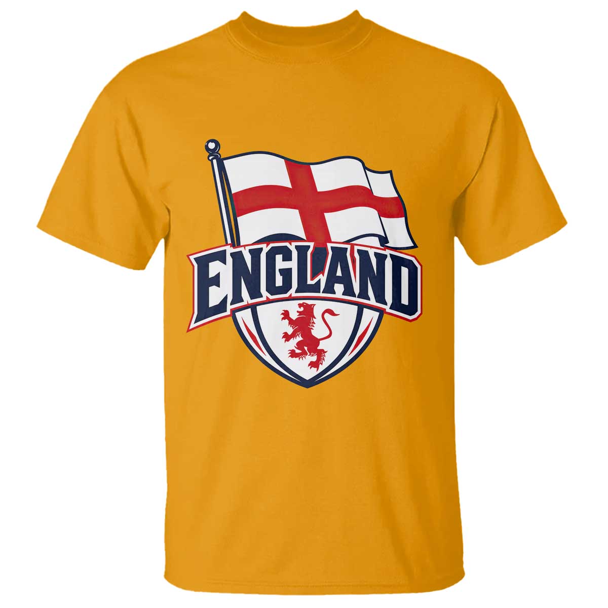 England Patriotic Crest St George Cross Flag Graphic T Shirt English Lion Crest Heritage Pride Souvenir TS02 Gold Print Your Wear