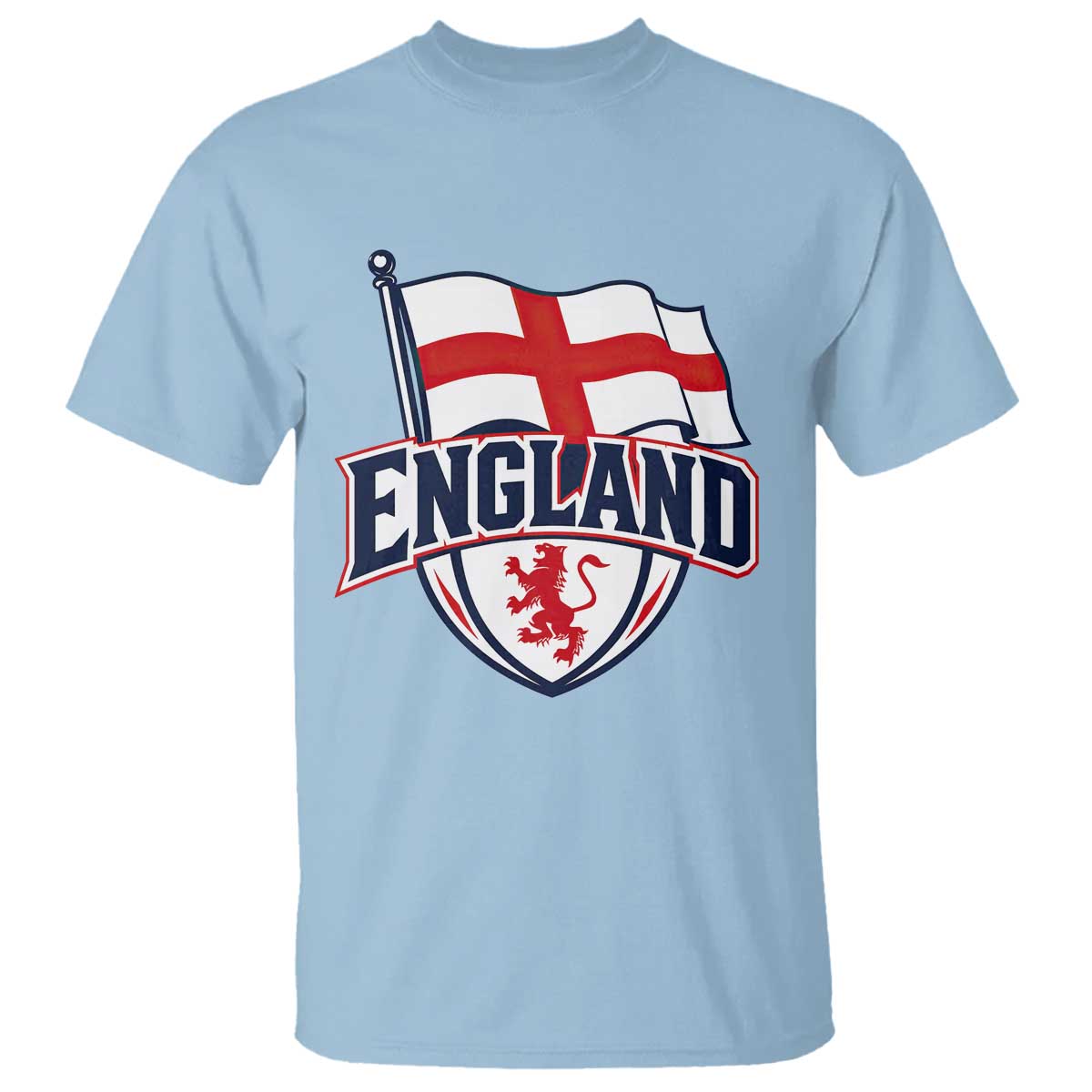 England Patriotic Crest St George Cross Flag Graphic T Shirt English Lion Crest Heritage Pride Souvenir TS02 Light Blue Print Your Wear