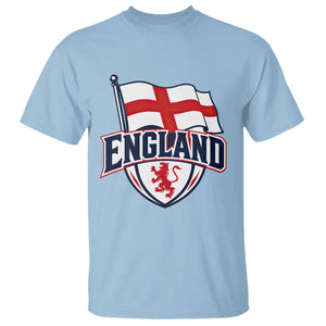 England Patriotic Crest St George Cross Flag Graphic T Shirt English Lion Crest Heritage Pride Souvenir TS02 Light Blue Print Your Wear