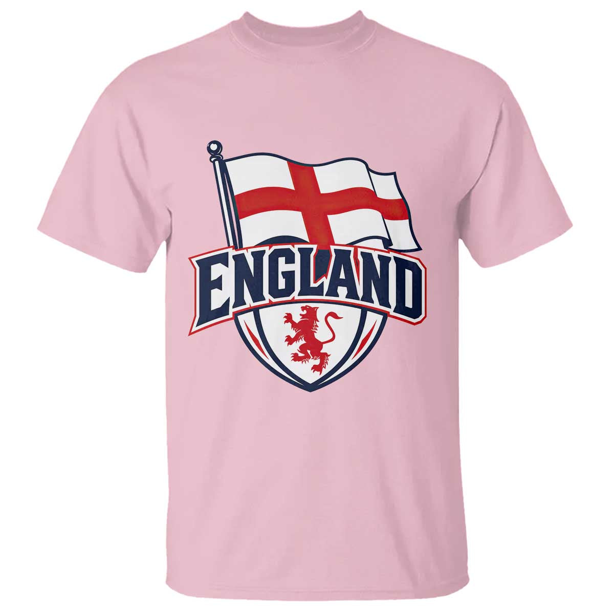 England Patriotic Crest St George Cross Flag Graphic T Shirt English Lion Crest Heritage Pride Souvenir TS02 Light Pink Print Your Wear