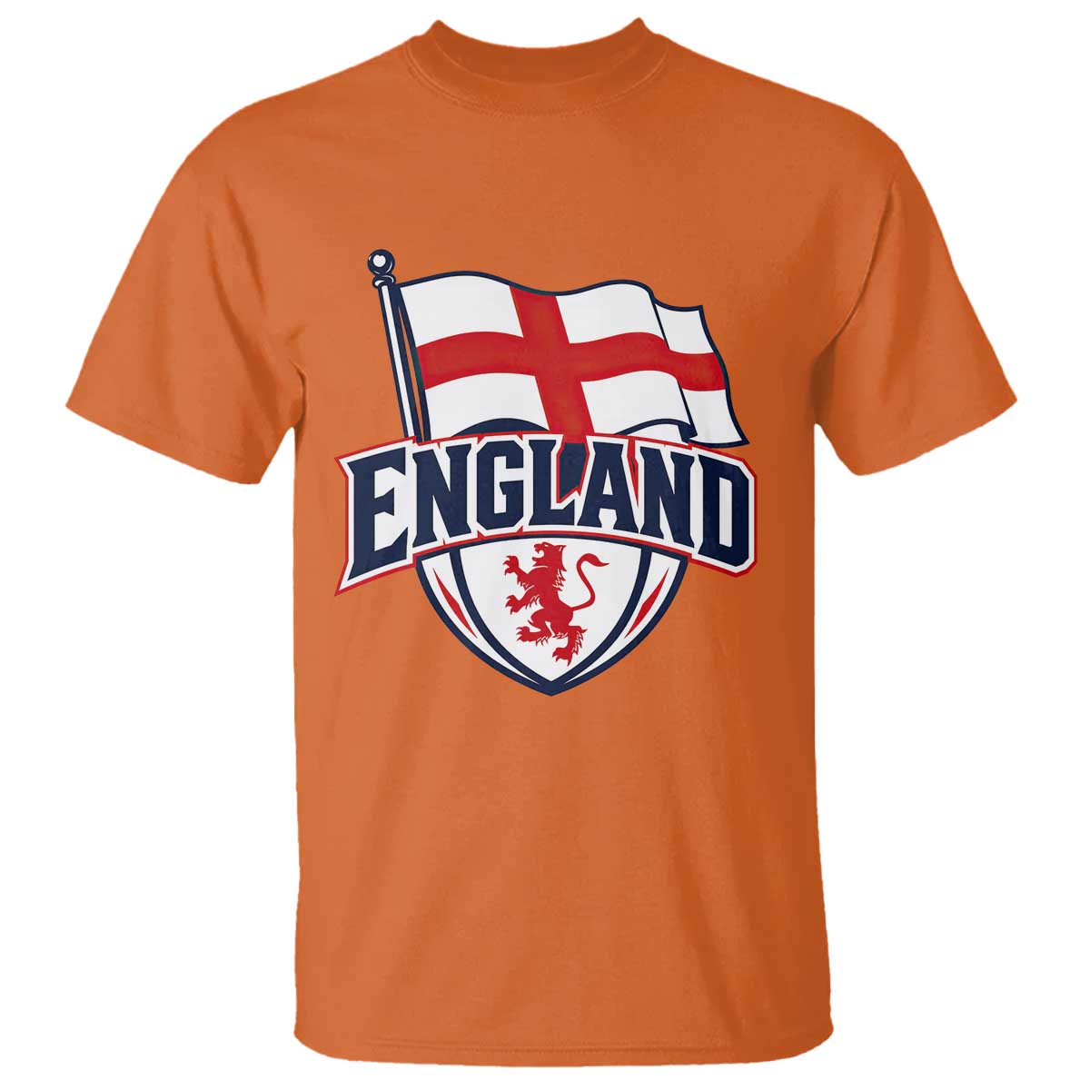 England Patriotic Crest St George Cross Flag Graphic T Shirt English Lion Crest Heritage Pride Souvenir TS02 Orange Print Your Wear