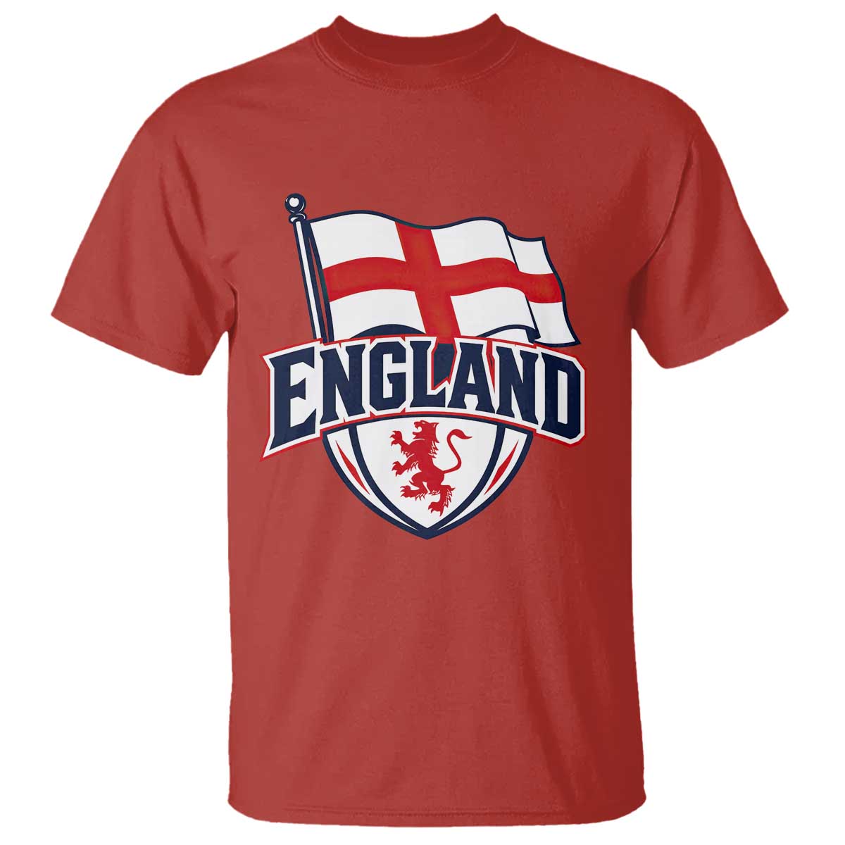 England Patriotic Crest St George Cross Flag Graphic T Shirt English Lion Crest Heritage Pride Souvenir TS02 Red Print Your Wear