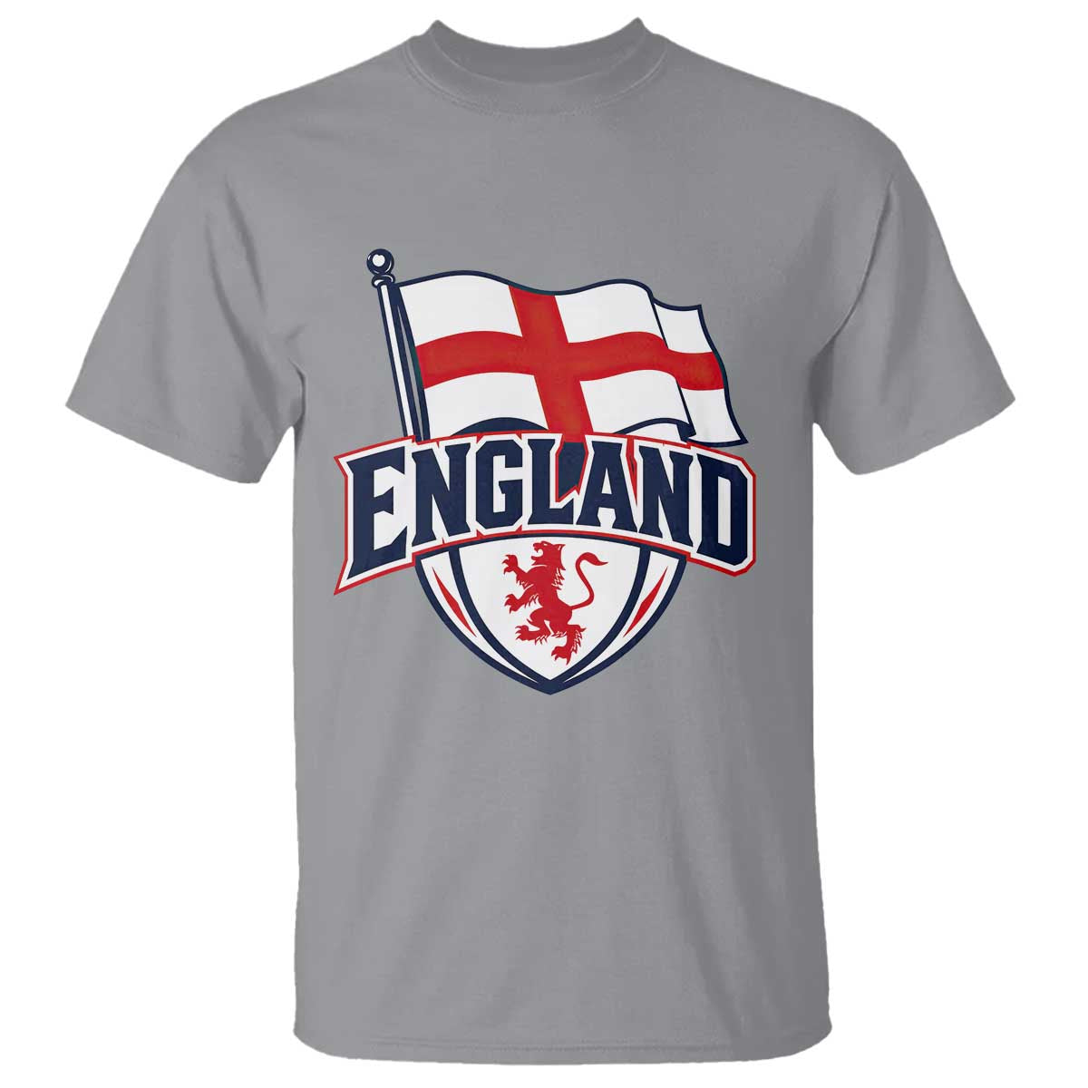 England Patriotic Crest St George Cross Flag Graphic T Shirt English Lion Crest Heritage Pride Souvenir TS02 Sport Gray Print Your Wear