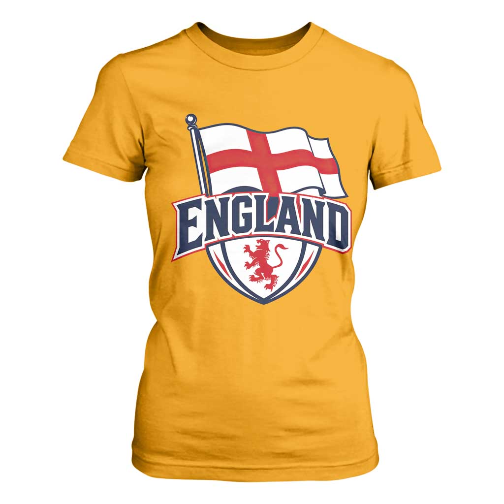 England Patriotic Crest St George Cross Flag Graphic T Shirt For Women English Lion Crest Heritage Pride Souvenir TS02 Gold Print Your Wear