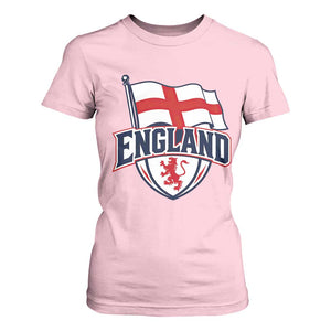 England Patriotic Crest St George Cross Flag Graphic T Shirt For Women English Lion Crest Heritage Pride Souvenir TS02 Light Pink Print Your Wear