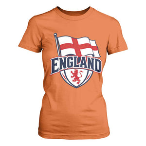 England Patriotic Crest St George Cross Flag Graphic T Shirt For Women English Lion Crest Heritage Pride Souvenir TS02 Orange Print Your Wear