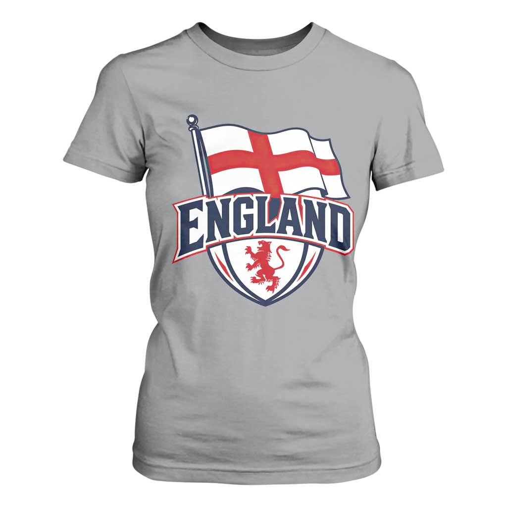 England Patriotic Crest St George Cross Flag Graphic T Shirt For Women English Lion Crest Heritage Pride Souvenir TS02 Sport Gray Print Your Wear