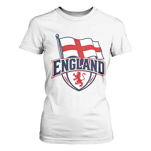 England Patriotic Crest St George Cross Flag Graphic T Shirt For Women English Lion Crest Heritage Pride Souvenir TS02 White Print Your Wear