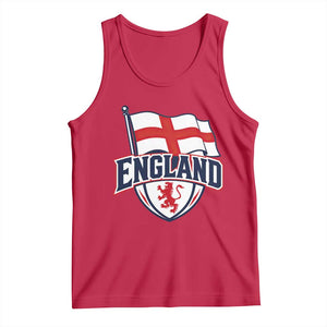 England Patriotic Crest St George Cross Flag Graphic Tank Top English Lion Crest Heritage Pride Souvenir TS02 Red Print Your Wear
