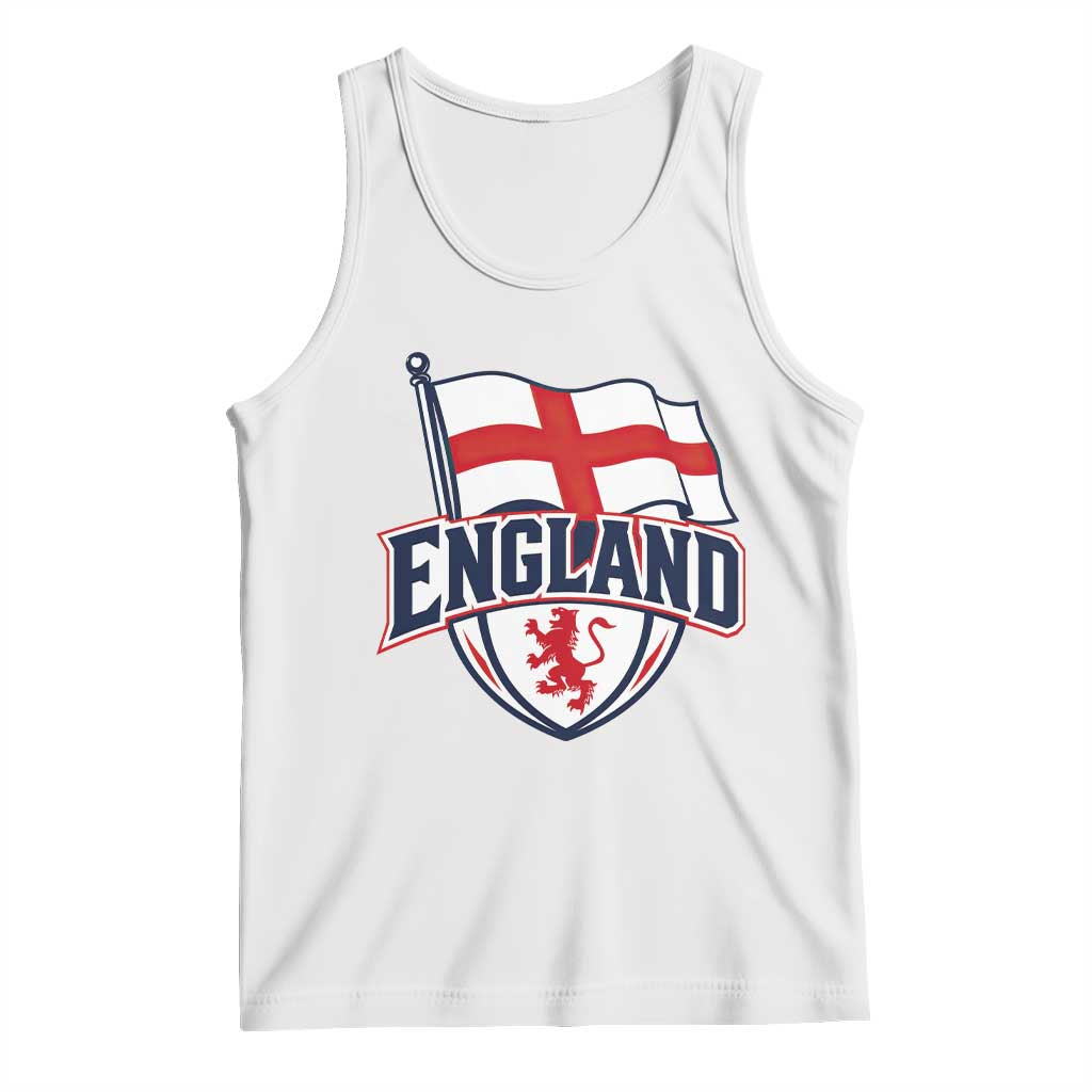 England Patriotic Crest St George Cross Flag Graphic Tank Top English Lion Crest Heritage Pride Souvenir TS02 White Print Your Wear