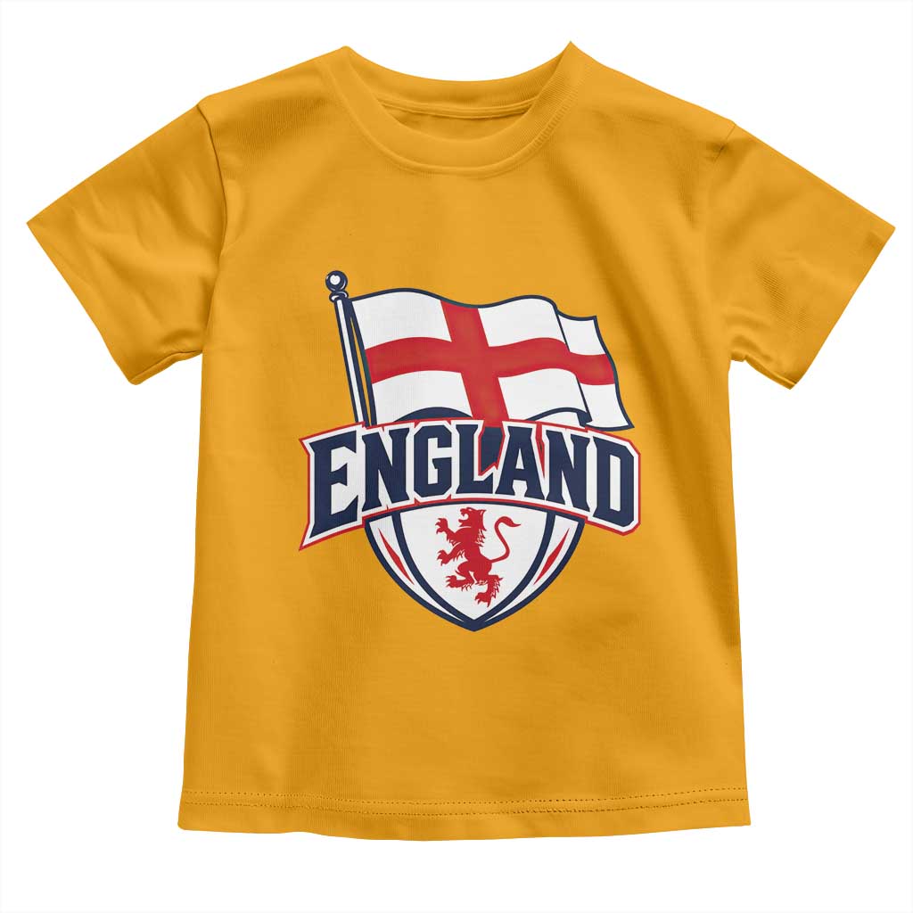 England Patriotic Crest St George Cross Flag Graphic Toddler T Shirt English Lion Crest Heritage Pride Souvenir TS02 Gold Print Your Wear