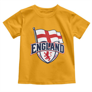 England Patriotic Crest St George Cross Flag Graphic Toddler T Shirt English Lion Crest Heritage Pride Souvenir TS02 Gold Print Your Wear