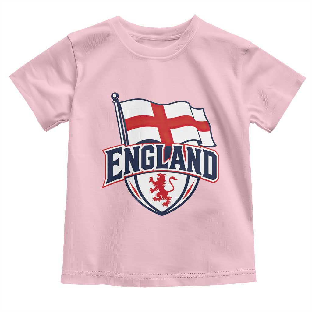 England Patriotic Crest St George Cross Flag Graphic Toddler T Shirt English Lion Crest Heritage Pride Souvenir TS02 Light Pink Print Your Wear