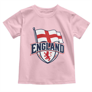 England Patriotic Crest St George Cross Flag Graphic Toddler T Shirt English Lion Crest Heritage Pride Souvenir TS02 Light Pink Print Your Wear