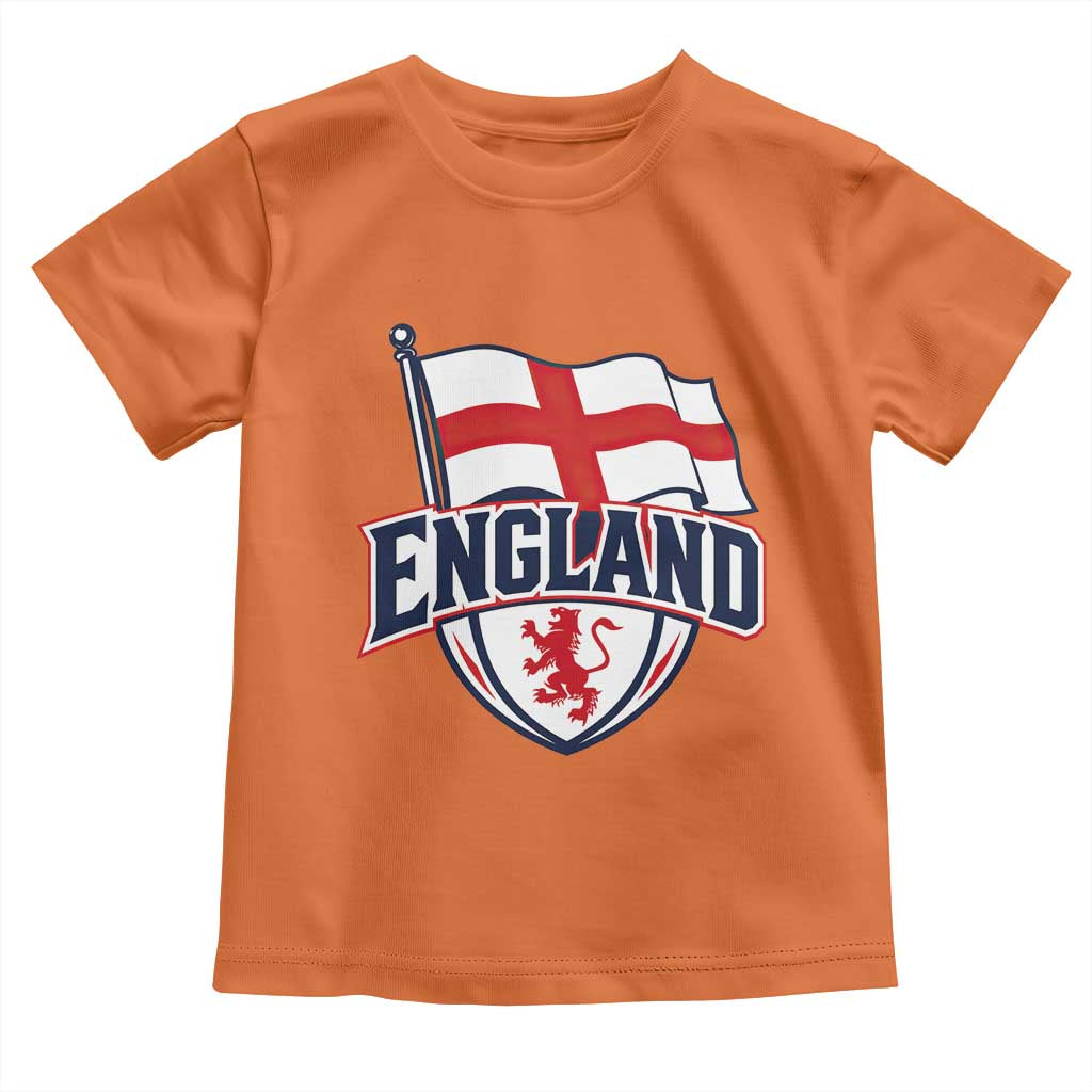 England Patriotic Crest St George Cross Flag Graphic Toddler T Shirt English Lion Crest Heritage Pride Souvenir TS02 Orange Print Your Wear