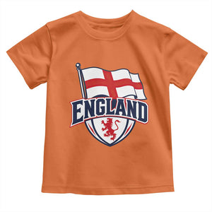 England Patriotic Crest St George Cross Flag Graphic Toddler T Shirt English Lion Crest Heritage Pride Souvenir TS02 Orange Print Your Wear