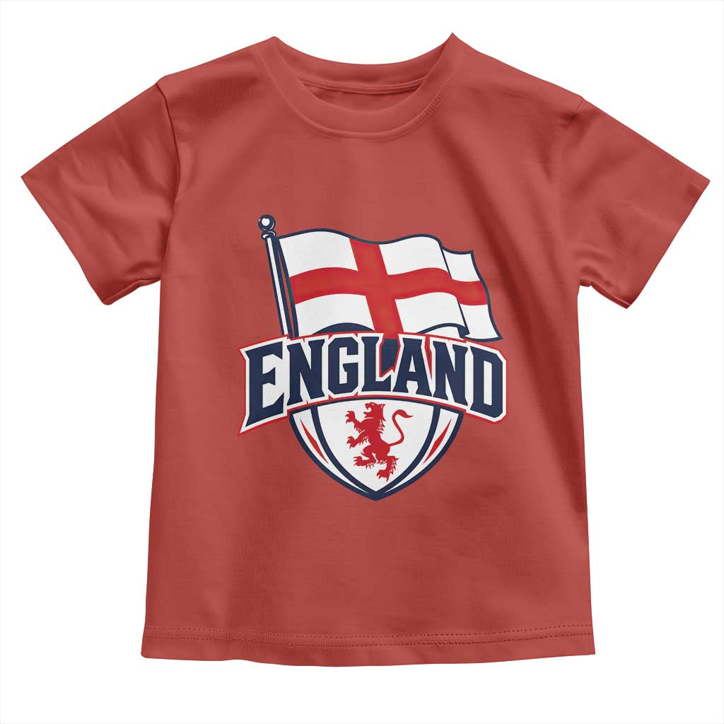 England Patriotic Crest St George Cross Flag Graphic Toddler T Shirt English Lion Crest Heritage Pride Souvenir TS02 Red Print Your Wear
