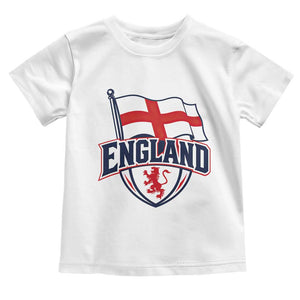 England Patriotic Crest St George Cross Flag Graphic Toddler T Shirt English Lion Crest Heritage Pride Souvenir TS02 White Print Your Wear
