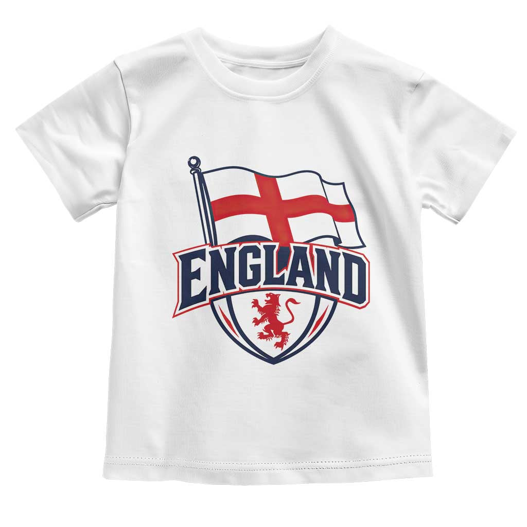 England Patriotic Crest St George Cross Flag Graphic Toddler T Shirt English Lion Crest Heritage Pride Souvenir TS02 White Print Your Wear