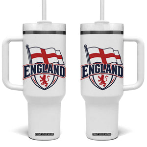 England Patriotic Crest St George Cross Flag Graphic Tumbler With Handle English Lion Crest Heritage Pride Souvenir TS02 One Size: 40 oz White Print Your Wear