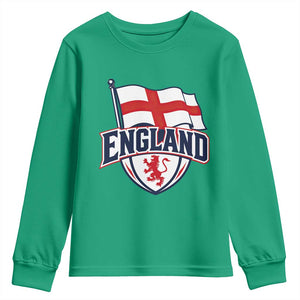 England Patriotic Crest St George Cross Flag Graphic Youth Sweatshirt English Lion Crest Heritage Pride Souvenir TS02 Irish Green Print Your Wear
