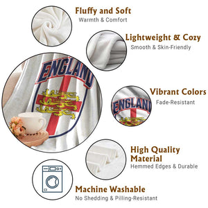 England Flag Lion Crest St George Cross Shield Crest Throw Blanket Vintage Patriotic English Sport Fan Graphic TS02 Print Your Wear