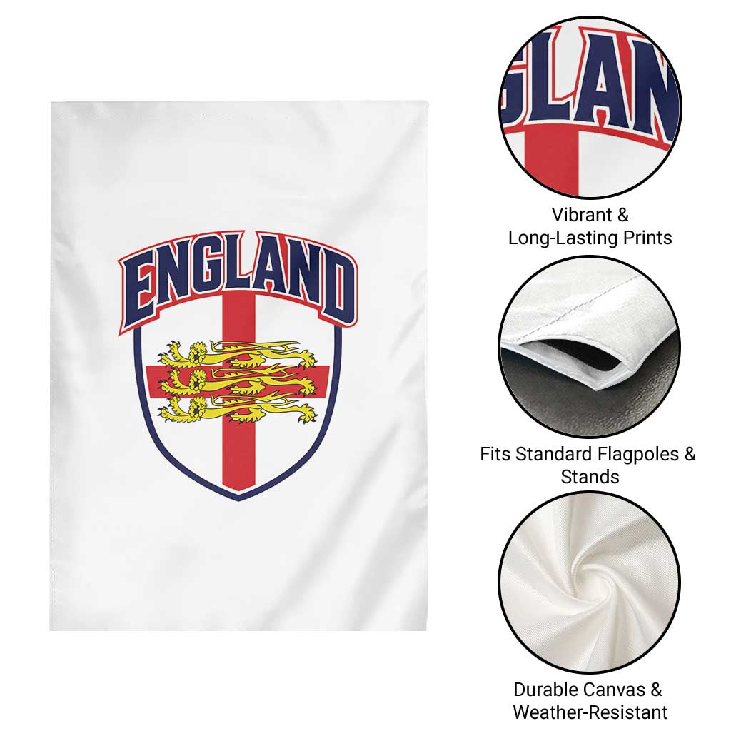 England Flag Lion Crest St George Cross Shield Crest Garden Flag Vintage Patriotic English Sport Fan Graphic TS02 Print Your Wear