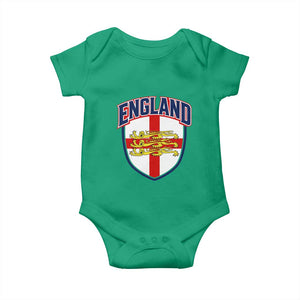 England Flag Lion Crest St George Cross Shield Crest Baby Onesie Vintage Patriotic English Sport Fan Graphic TS02 Irish Green Print Your Wear