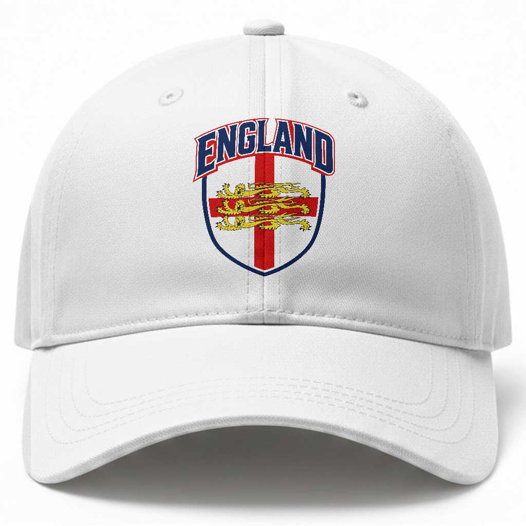 England Flag Lion Crest St George Cross Shield Crest Baseball Cap Vintage Patriotic English Sport Fan Graphic TS02 Print Your Wear