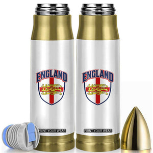 England Flag Lion Crest St George Cross Shield Crest Bullet Tumbler Vintage Patriotic English Sport Fan Graphic TS02 White Print Your Wear