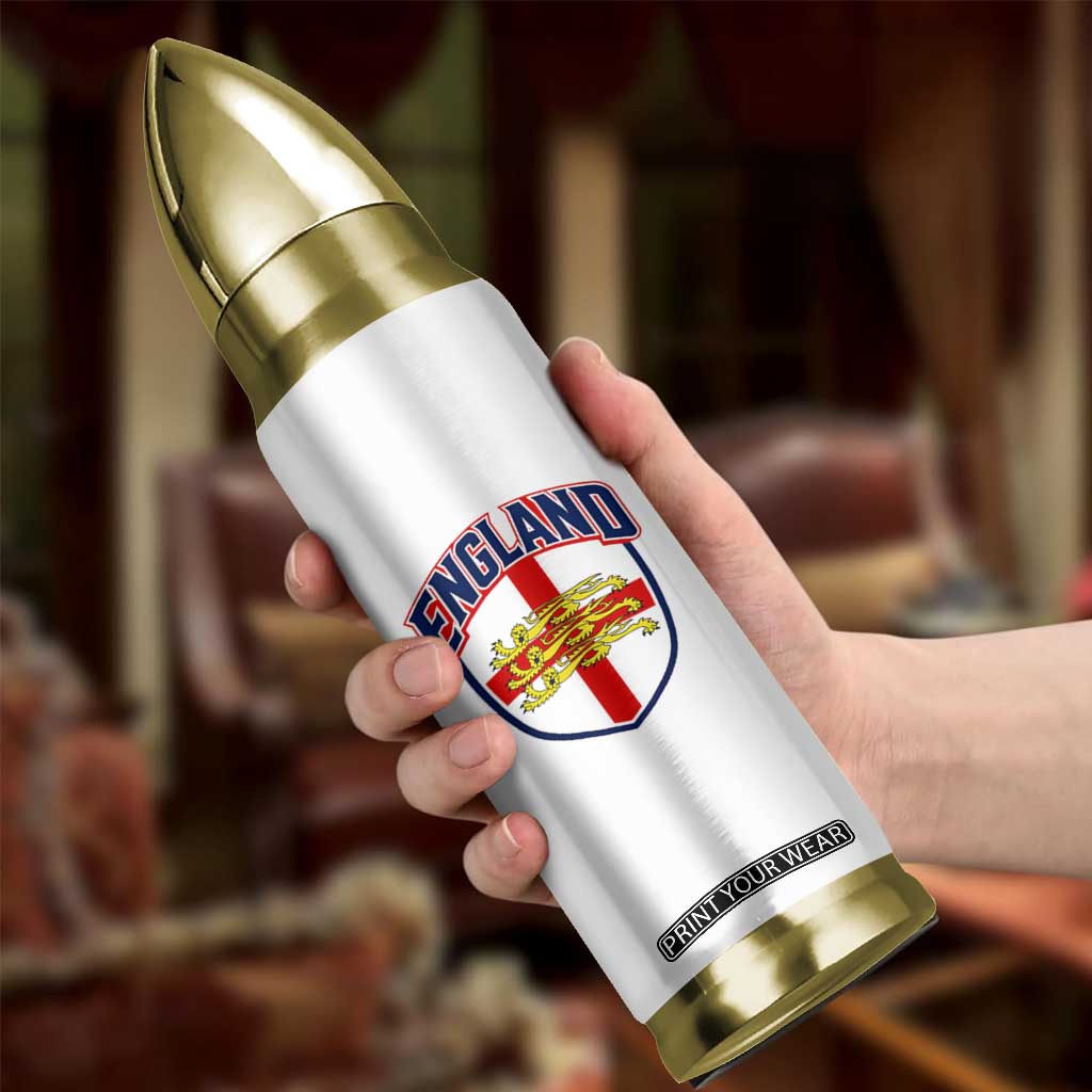 England Flag Lion Crest St George Cross Shield Crest Bullet Tumbler Vintage Patriotic English Sport Fan Graphic TS02 Print Your Wear