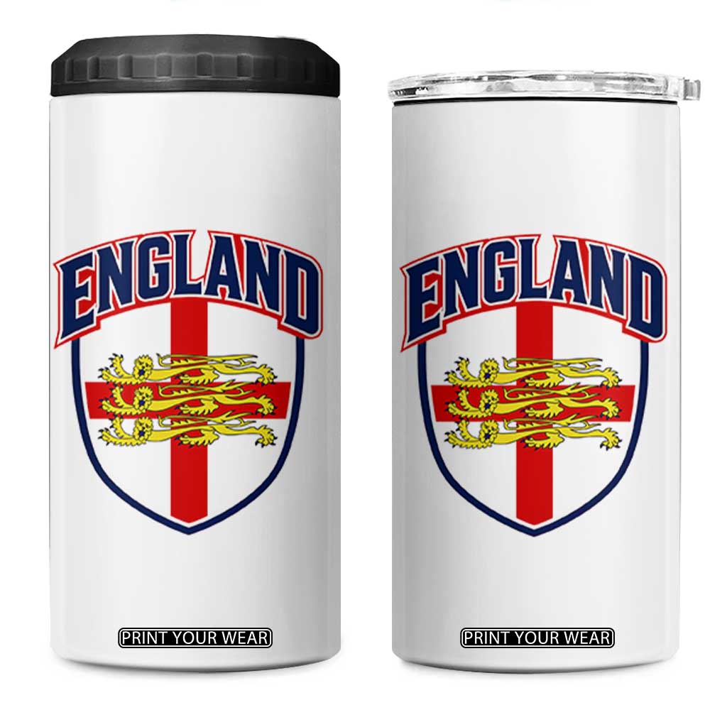 England Flag Lion Crest St George Cross Shield Crest 4 in 1 Can Cooler Tumbler Vintage Patriotic English Sport Fan Graphic TS02 One Size: 16 oz White Print Your Wear