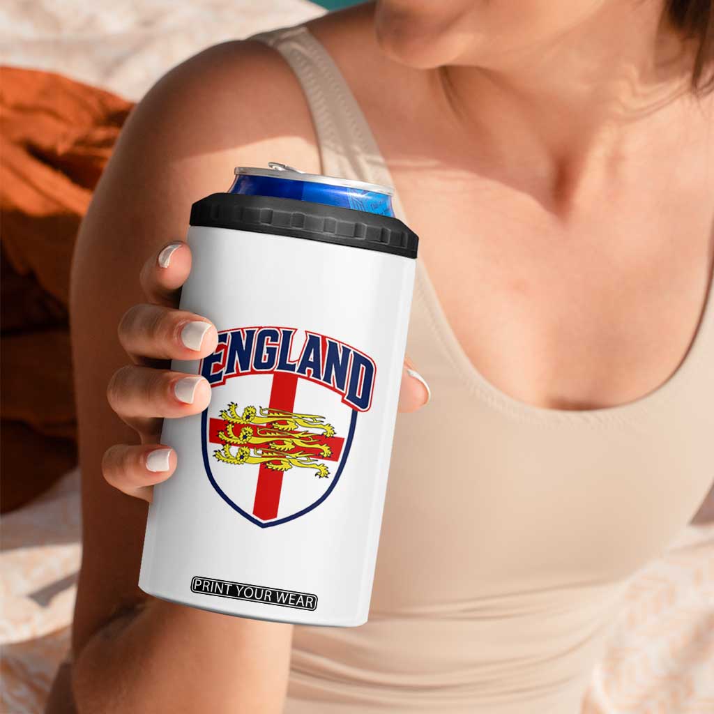 England Flag Lion Crest St George Cross Shield Crest 4 in 1 Can Cooler Tumbler Vintage Patriotic English Sport Fan Graphic TS02 Print Your Wear