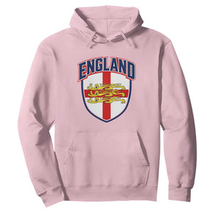 England Flag Lion Crest St George Cross Shield Crest Hoodie Vintage Patriotic English Sport Fan Graphic TS02 Light Pink Print Your Wear