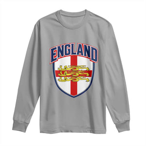 England Flag Lion Crest St George Cross Shield Crest Long Sleeve Shirt Vintage Patriotic English Sport Fan Graphic TS02 Sport Gray Print Your Wear