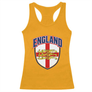England Flag Lion Crest St George Cross Shield Crest Racerback Tank Top Vintage Patriotic English Sport Fan Graphic TS02 Gold Print Your Wear