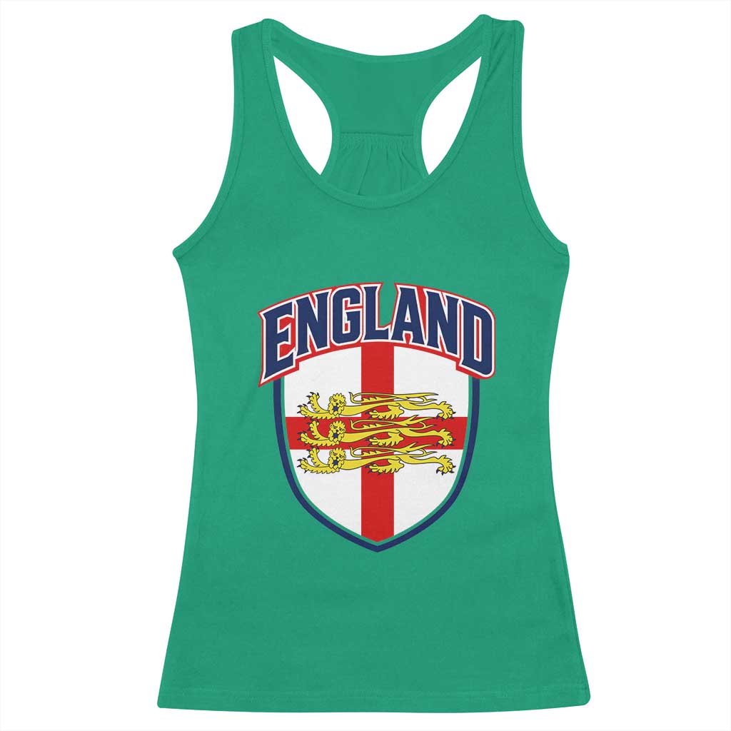 England Flag Lion Crest St George Cross Shield Crest Racerback Tank Top Vintage Patriotic English Sport Fan Graphic TS02 Irish Green Print Your Wear